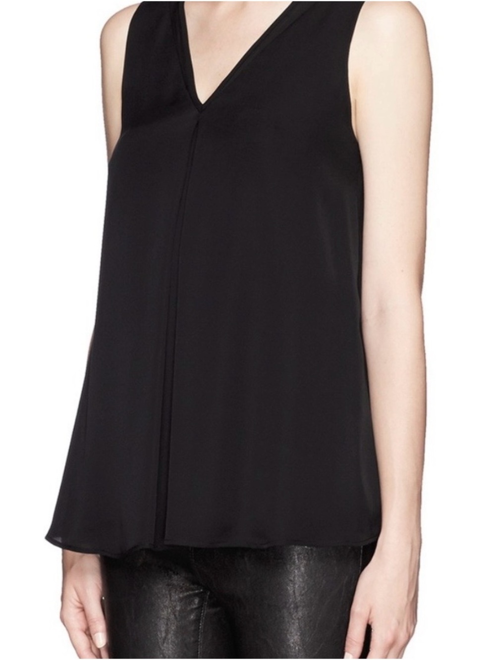 Theory 100% silk black sleeveless blouse career minimalist quite luxury classic